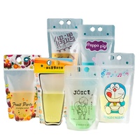 Sachets de jus froids en PE à fermeture éclair refermable, à prix abordable, avec pailles en plastique colorées, pour boissons