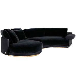 Sofá de Salón Curvo de Estilo Italiano de Lujo, Tapizado en Tela, para una Familia de Tres Personas, con Acabado en Cuero Mate - Product Image 5