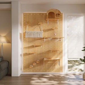 <span class=keywords><strong>Arbre</strong></span> à <span class=keywords><strong>chat</strong></span> mural facile à installer, structure d'escalade et griffoir en bois massif sur mesure, gain de place - Product Image 5
