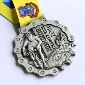 Factory Price Medal Manufacturer Design Custom Metal Triathlon Cycling Bike Spin Rotated Medals