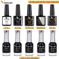 VENALISA 7.5ml & 12ml Gel de finition sans résidu à base de verre trempé, Base Coat Peel-Off, Vernis Gel Mat Basique, Gels de vernis, Primer Acrylique
