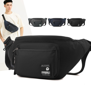 WePower Men's Chest <b>Bag</b> <b>Nylon</b> Waterproof Black Gray Dark Blue Solid Color Summer 2024 Everyday Outfits Casual <b>Crossbody</b> <b>Bag</b> - Product Image 2