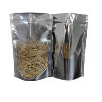 En stock et sur mesure, sachets refermables en mylar avec fermeture éclair, face avant transparente, dos argenté, doré ou or, pour l'emballage alimentaire