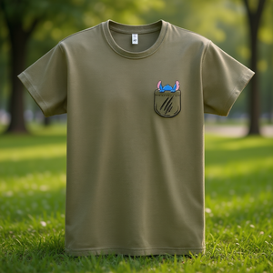 T-Shirt Wild Pocket Verde Oliva con Design a Cuciture e Tasca Frontale - Product Image 3