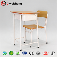 Meubles d'école primaire pour salle de classe, ensemble bureau et chaise en métal et en bois pour un seul élève