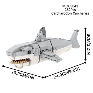 Jouets de construction MOC pour enfants, animaux de la ferme, requin blanc Carcharodon Carsharias, jouets de construction DIY, <span class=keywords><strong>MOC3041</strong></span> - Product Image 6