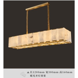 Rectangular Marble Copper Chandelier Led Light Multi Head Pendant For Living Room Dining Room Bedroom Home <b>Lighting</b> - Product Image 5