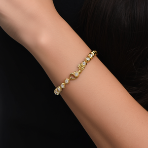 Gold Plated Stainless Steel <b>Beaded</b> <b>Bracelet</b> With Clear <b>Crystals</b> Fashion Jewelry For Women - Product Image 3