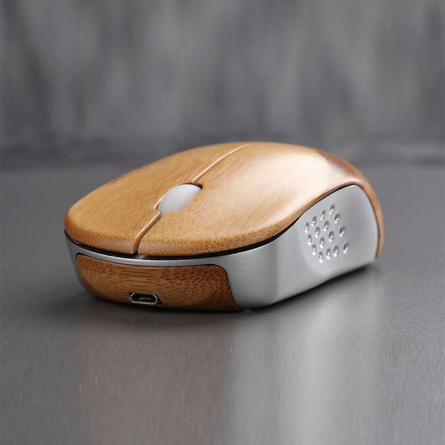 Silent Wooden Rechargeable Ergonomic 2.4G Eco-Friendly Custom Logo 1600Dpi Bamboo Usb Receiver Wireless Mouse