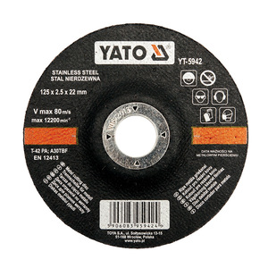 ใบตัดโลหะยาโตะ 125x2.5x22 มม. สำหรับเหล็กกล้าไร้สนิม ใบเจียรไฟเบอร์ YT-5942 - Product Image 1