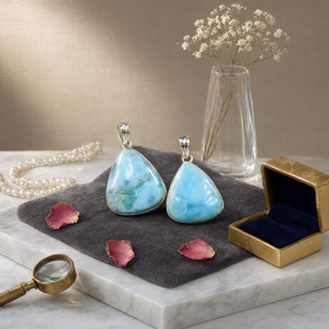Colgante de Larimar en Plata Alemana - Joyería de cristal/gema, Regalo para el Día de la Madre/cumpleaños/compromiso/boda/aniversario UNO - Product Image 3