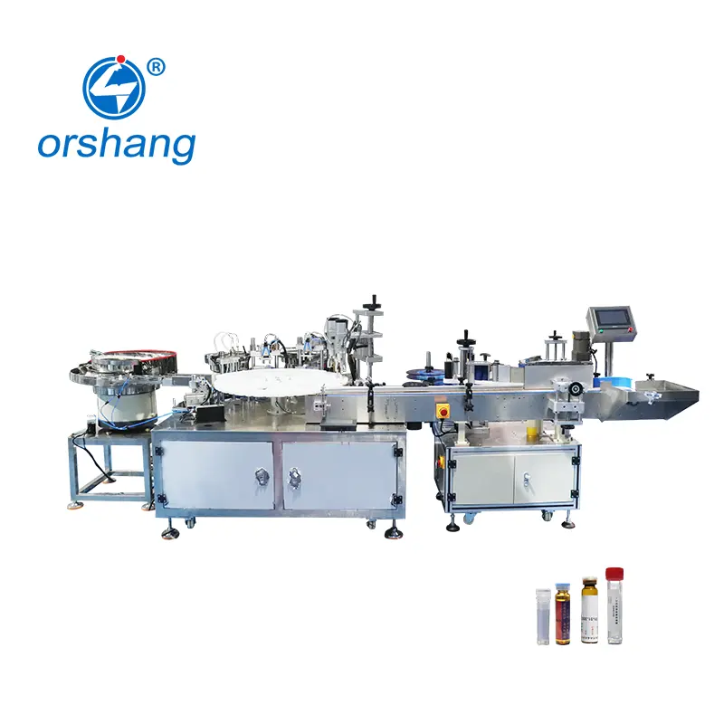 Línea de producción automática de 10ml Vial Bottle 5ml Eye Drop Bottle Filling Capping and Labeling Machine