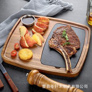 Wholesale wooden <b>dinner</b> plates, steak <b>trays</b>, breakfast plates, bread boards, wooden Western-style <b>dinner</b> <b>trays</b>, acacia wood - Product Image 1
