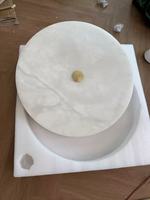 Plafonnier moderne de luxe en albâtre, luminaire rond en pierre pour chambre, bureau, hall d'entrée, salon, personnalisable en cuivre