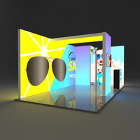 Stand Modular Personalizado para Ferias Comerciales con Marco de Aluminio e Iluminación LED, Sistema de Exhibición Portátil