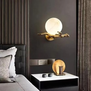 Lámpara de Pared de Mármol con Fuente de Luz LED de 220V para Dormitorio, Mesita de Noche, Sala de Estar, Pasillo - Product Image 1