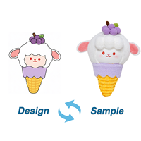 Peluche Agneau Crème Glacée aux Fruits Personnalisée, Rembourrage Coton PP, Doublure en Maille – Cadeau Anti-Stress à Câliner, Design Kawaii, Vente en Gros OEM