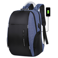 Sac à dos pour ordinateur portable unisexe antivol avec logo personnalisé, en tissu Oxford imperméable, avec verrouillage par mot de passe et port USB, idéal pour les voyages d'affaires - Vente en gros