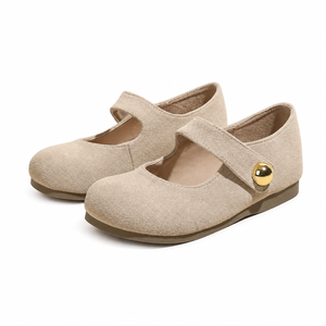 Scarpe Mary Jane <span class=keywords><strong>per</strong></span> Bambine in Finta Pelle Scamosciata Rosa con Bottone Dorato, <span class=keywords><strong>Ballerine</strong></span> Comode Imbottite <span class=keywords><strong>per</strong></span> Bambini - Product Image 2