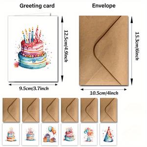 Cartes de voeux aquarelle avec enveloppes en carton cartes de voeux pliantes personnalisées papier cartonné mat souhaits d'<span class=keywords><strong>anniversaire</strong></span> pour enfants adultes - Product Image 2