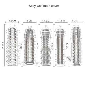 Maschio ingrandimento riutilizzabile preservativo pene anelli in ritardo eiaculazione adulti giocattoli del sesso per uomo copertura del cazzo anello pene manica 5 pz - Product Image 2