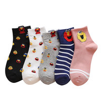 Chaussettes en coton pour femmes, 3 ensembles, dessin animé, Simpsons, Elmo, chiot, gyr, taille de la cheville, 5 pièces
