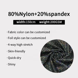 Gratis Monster Holografische Kleurrijke Deluxe Mistige Metallic Folie 4 Way Stretch Nylon Spandex Stof Dansrok Dragen Badpakken Stof - Product Image 2