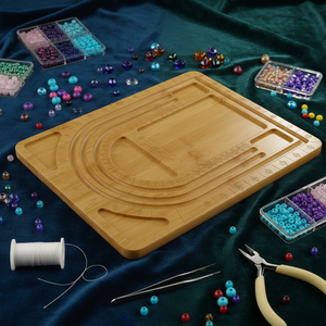 Bamboo <strong>Beading</strong> <strong>Board</strong> for Necklace and Bracelet Design Measuring Tray - Product Image 1