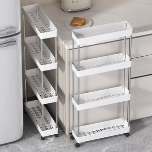 Multi Tiered Storage <b>Rack</b> 4 Layers Narrow <b>Kitchen</b> Cart With Wheels For Easy Moving And Organizing - Product Image 4