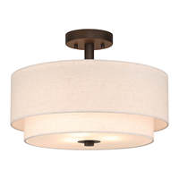 Us Warehouse Gratis pengiriman Semi Flush 2 tingkat kain bulat langit-langit kontemporer lampu liontin untuk ruang tamu makan kamar tidur