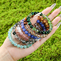 Bracelet en perles de verre de calcédoine mélangées, bijoux fantaisie multicolores en pierre, pour usage quotidien, bracelet perlé multi-matériaux
