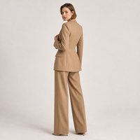 Ensemble tailleur 2 pièces sur mesure pour femme, blazer cintré à la taille avec pantalon large, tenue de bureau décontractée professionnelle