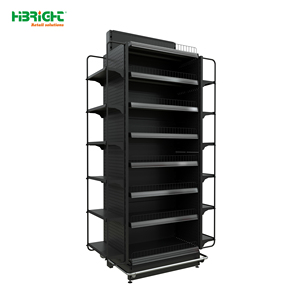 Heavy Duty Pegboard <b>Display</b> Rack Metal Gondola Shelving <b>Unit</b> With Wire Mesh Baskets Floor Standing for Supermarket Retail - Product Image 6