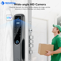 Tediton Tuya APP Caméra de sécurité automatique Serrure de porte intelligente biométrique à empreinte digitale avec wifi