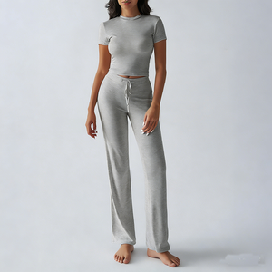 Conjunto de Dos Piezas para Mujer, Primavera-Verano 2026, Elegante, Color Sólido, Cuello Redondo, Tela Suave, Estilo Urbano Casual para Uso Diario - Product Image 2