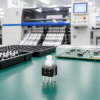 Sakelar Tombol Tekan Latching KAN-W5.8 0.1A 30VDC DPDT 6-Pin Plastik Flat PCB Mount Peralatan Rumah Tangga IP40 OEM