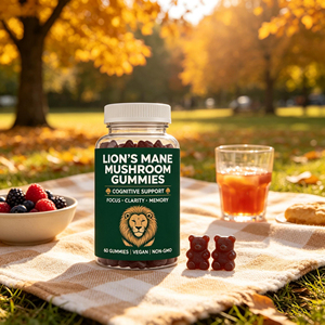 Lion's Mane Mushroom Vegan Gummies 60 Count Non-GMO Cognitive Support Focus Clarity <b>Memory</b> Daily Dietary Supplement - Product Image 5