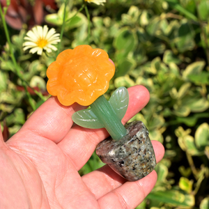 Nuevas Flores de Cristal Talladas a Mano, Piedras Naturales Curativas, Artesanías de Girasoles en Maceta para Decoración - Product Image 5