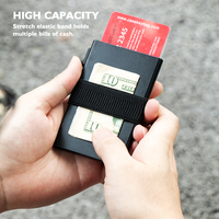 Dompet Kartu Casekey Dengan Kantong Uang Elastis, Dompet Pop Up Anti RFID, Tempat Kartu Bank Logam Tipis, Dapat Menampung 5 Kartu dan Uang Kertas