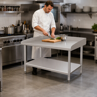 Table de préparation en acier inoxydable facile à nettoyer, revêtement autonettoyant, résistant aux produits chimiques et à la corrosion, cuisines commerciales