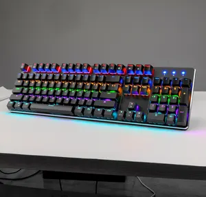 Royal Kludge-لوحة مفاتيح مخصصة للألعاب ، إضاءة كيبورد, إضاءة usb للحاسوب الشخصي ، 104 مفتاح ، مفاتيح ميكانيكية للتبديل