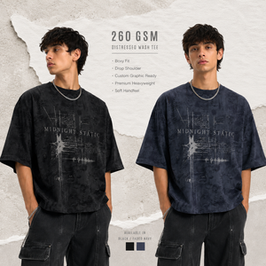 เสื้อยืดวินเทจสไตล์แอซิดวอช ผ้าคอตตอนหนา ทรงโอเวอร์ไซส์ พิมพ์ลายกราฟิก ทรงบ็อกซี่ สตรีทแวร์ เสื้อยืดผู้ชายแบบสั่งทำ - Product Image 1
