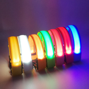 2024 Hot Led Glowing Dog Collar High Quality Adjustable Nylon Webbling Custom Rechargeable Flashing LED Luxury Dog Pet Collars