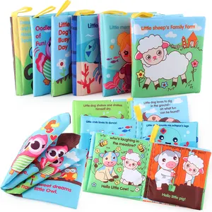 Baby Cloth Book Toddlers Soft Book giocattolo sensoriale per Baby Toy Cartoon Story Book 6 pezzi in uno