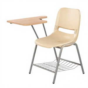Chaise d'école avec bureau et étagère métallique, siège en plastique, structure en métal, pieds coniques, dossier solide, design contemporain pour utilisation en classe - Product Image 3