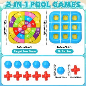 Oferta Especial: Juego de Piscina Inflable 2 en 1, Gigante Tic Tac Toe con Bolsas de Frijoles, Juguete Acuático Flotante de Doble Cara, Plegable para Verano - Product Image 2
