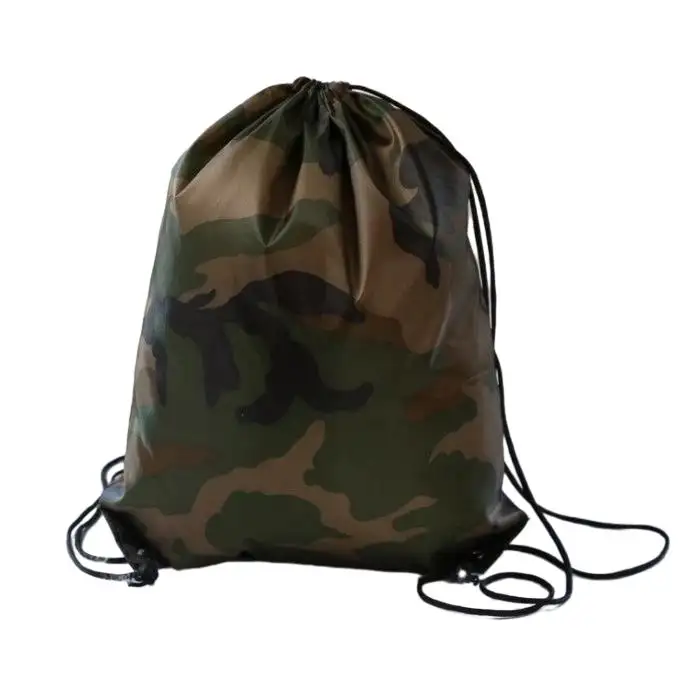 Kunden spezifische Werbe Polyester Nylon Kordel zug Camouflage Einkaufstasche Camouflage Rucksack Kordel zug Cinch Bag