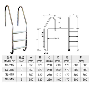 Échelle pour <span class=keywords><strong>piscine</strong></span> de haute qualité en acier inoxydable 316, disponible en 2/3/4/5 marches, avec main courante et pédale, accessoires pour <span class=keywords><strong>piscine</strong></span> - Product Image 4