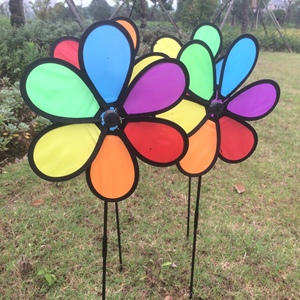 28cm ornamento da giardino per bambini con bordo nero tessuto di colore mulino a vento all'aperto macchina per filatura al Neon bicicletta decorazione giardino - Product Image 6