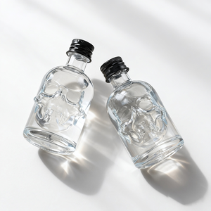 Commercio all'ingrosso 50ml forma di teschio piccola bottiglia di <span class=keywords><strong>Whisky</strong></span> campione di vetro bottiglia di vino con coperchi - Product Image 5